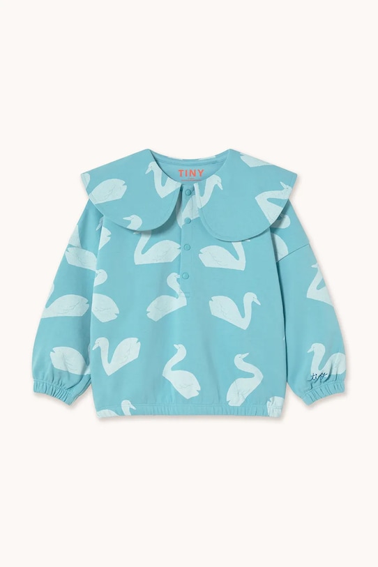 Tinycottons felpa in cotone bambino/a BIG SWANS SWEATSHIRT SS26.128 blu SS26