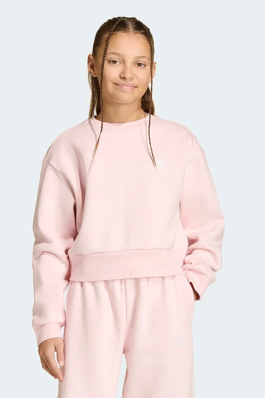 Dječja dukserica adidas Originals natpis roza KE3733