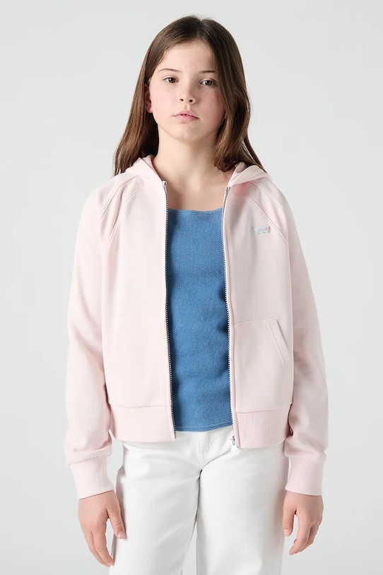 Levi's bluza dziecięca MEET AND GREET ZIP UP HOOD z kapturem różowy 4EP548