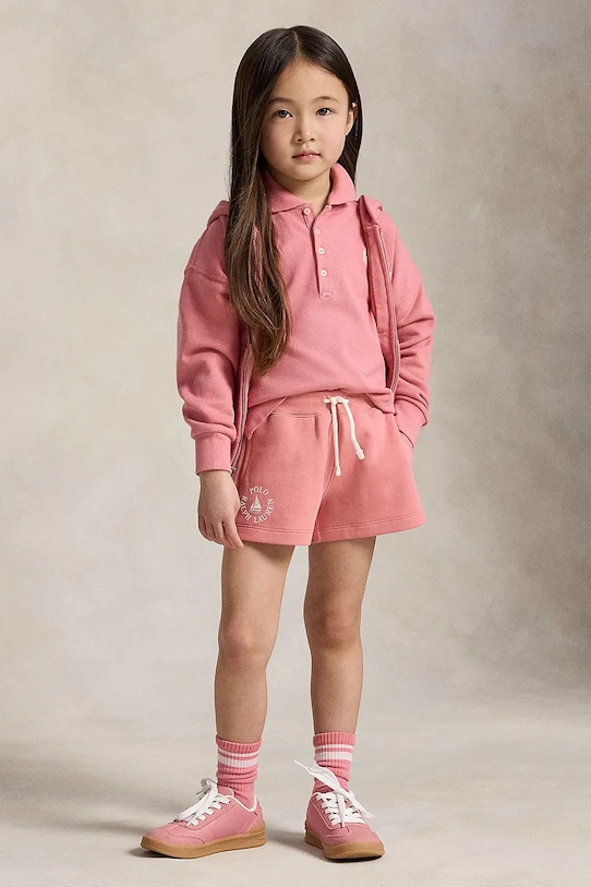 Polo Ralph Lauren bluza rozpinana z kapturem dziecięca bawełniana różowy 312A11856002