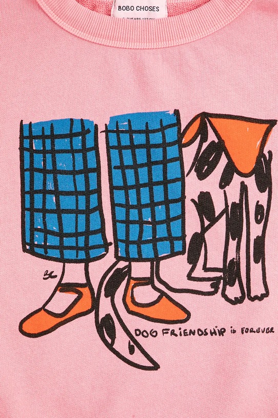 Dziewczynka Bobo Choses bluza bawełniana dziecięca Dog Friendship 126AC047 różowy
