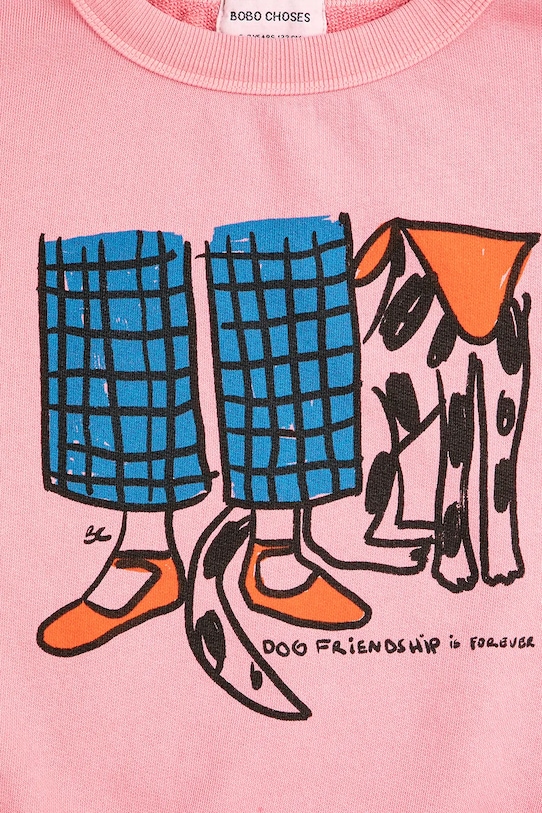 Момиче Детски памучен суичър Bobo Choses Dog Friendship 126AC047 розов