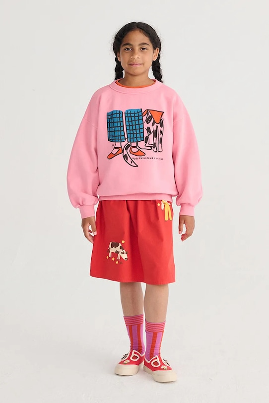 Детски памучен суичър Bobo Choses Dog Friendship розов 126AC047