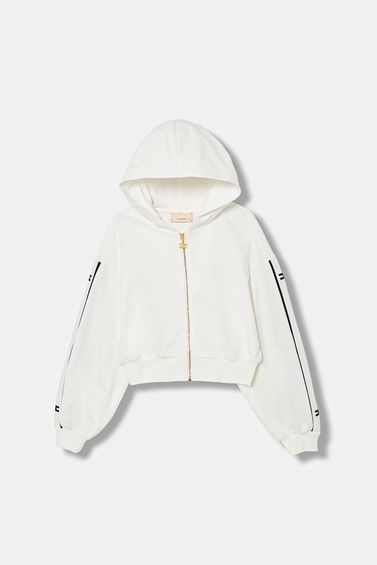 Elisabetta Franchi bluza bawełniana dziecięca z kapturem beżowy EFFE167.0.FF002