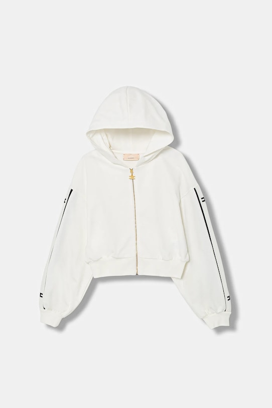 Elisabetta Franchi bluza bawełniana dziecięca z kapturem beżowy EFFE167.0.FF002