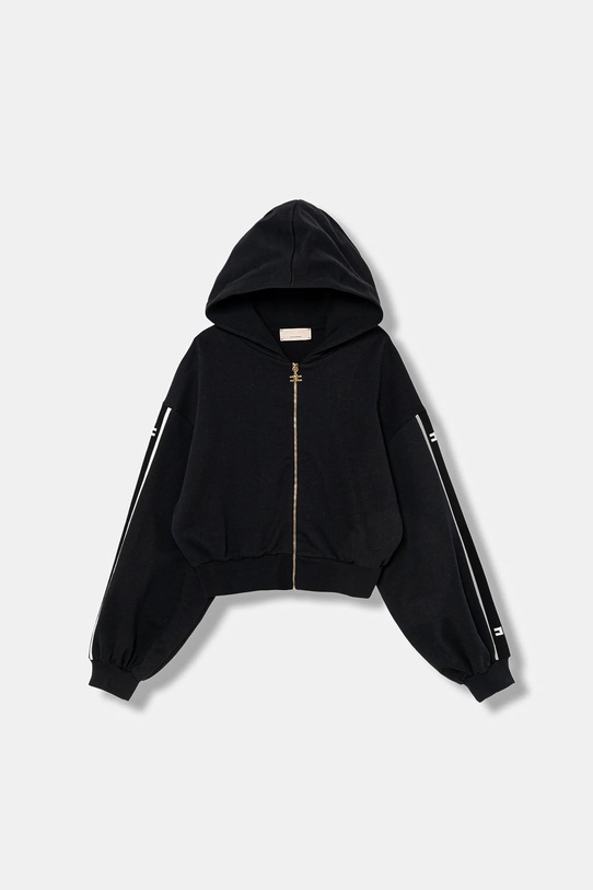 Elisabetta Franchi bluza bawełniana dziecięca z kapturem czarny EFFE167.0.FF002