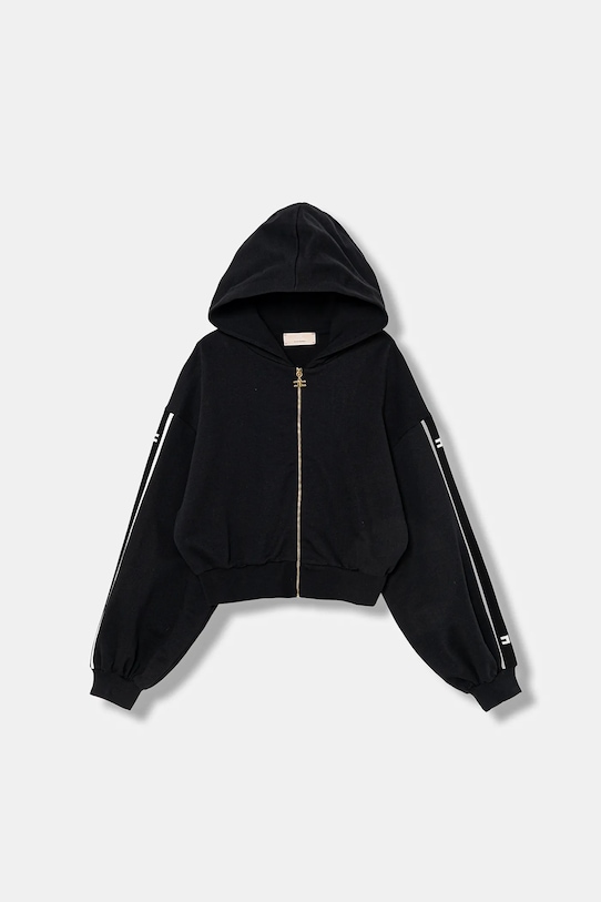 Elisabetta Franchi bluza bawełniana dziecięca z kapturem czarny EFFE167.0.FF002