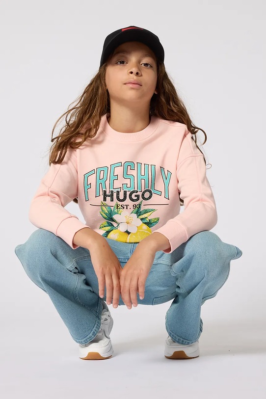 Detská mikina HUGO bez kapucne oranžová G01044.156.162