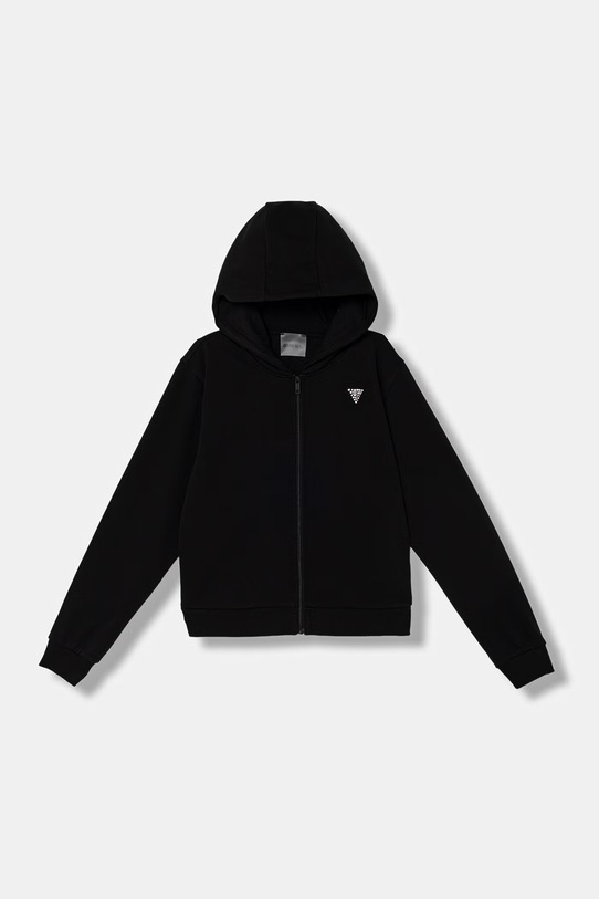 Guess bluza rozpinana dziecięca z bawełną czarny J6GQ07.KF712.PPY2.M