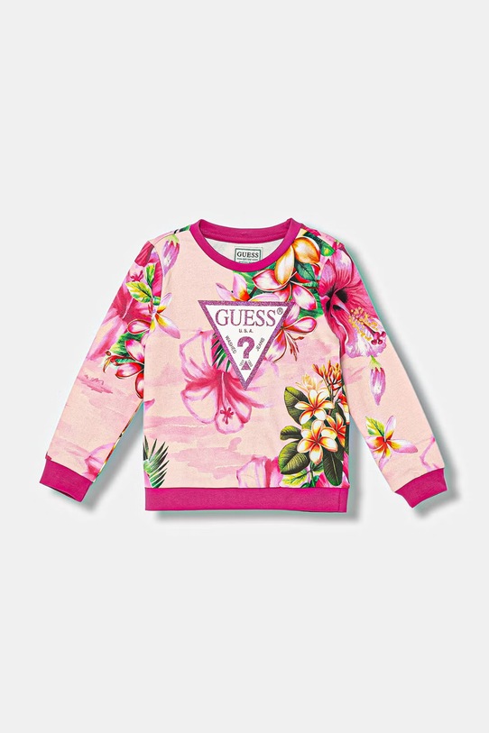 Guess bluza bawełniana dziecięca nadruk różowy K6GQ00.KA6R4.PPY2.M