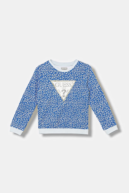 Guess bluza bawełniana dziecięca nadruk niebieski K6GQ00.KA6R4.PPY2.M