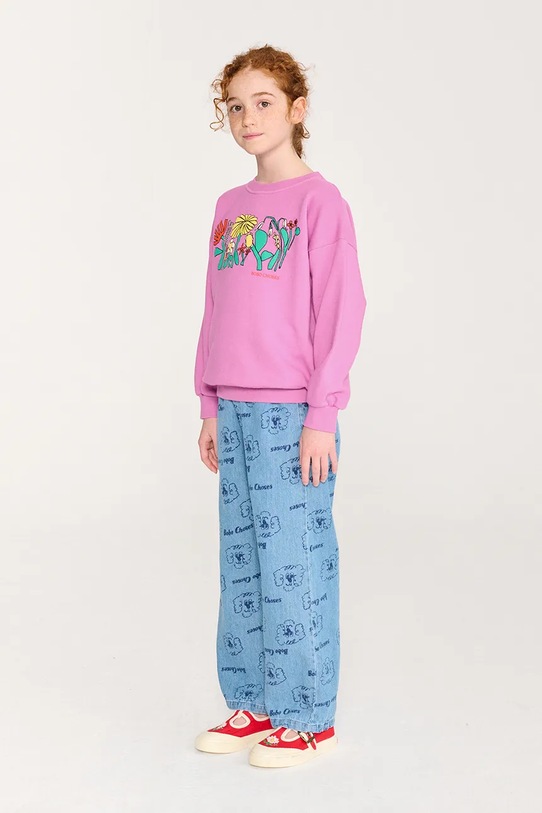 Bobo Choses bluza bawełniana dziecięca Color Herbalist relaxed sweatshirt nadruk fioletowy 126AC161