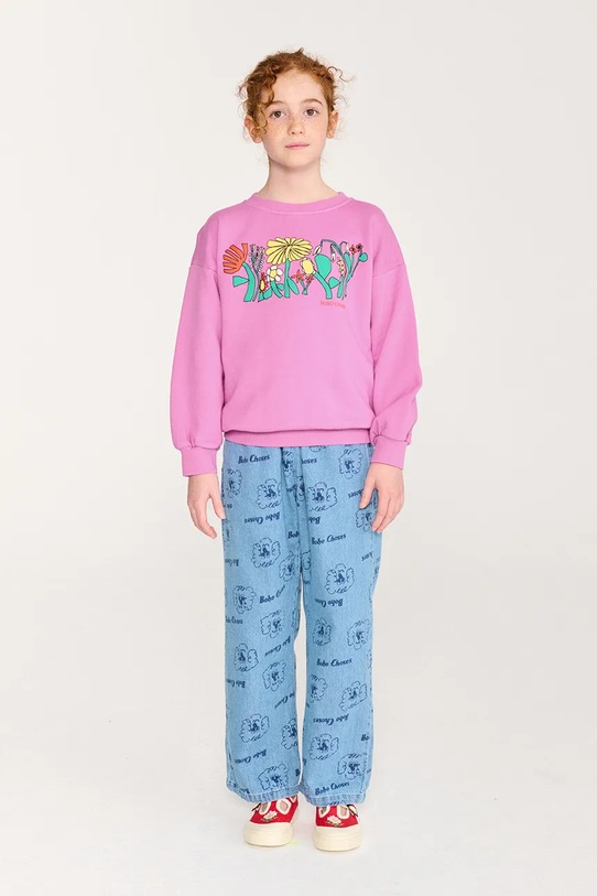 Bobo Choses bluza bawełniana dziecięca Color Herbalist relaxed sweatshirt fioletowy 126AC161