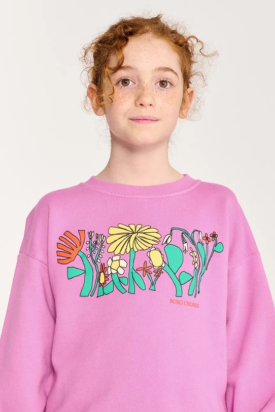 Bobo Choses bluza bawełniana dziecięca Color Herbalist relaxed sweatshirt 126AC161 fioletowy