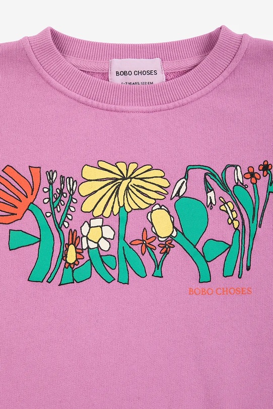 Dziewczynka Bobo Choses bluza bawełniana dziecięca Color Herbalist relaxed sweatshirt 126AC161 fioletowy
