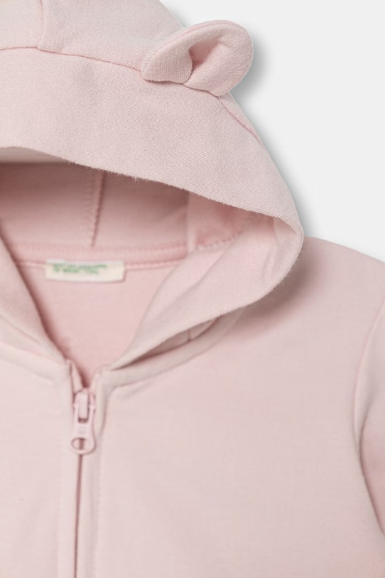 Dziewczynka United Colors of Benetton bluza rozpinana z kapturem dziecięca bawełniana z elastanem 35FNA501U.G.W.Stagional różowy