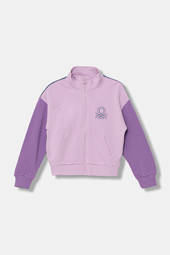 United Colors of Benetton bluza rozpinana dziecięca bawełniana fioletowy 3J68C505U.G.Stagionale
