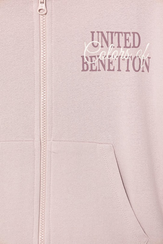 Dziewczynka United Colors of Benetton bluza rozpinana z kapturem dziecięca bawełniana 3J68C505X.G.Stagionale różowy