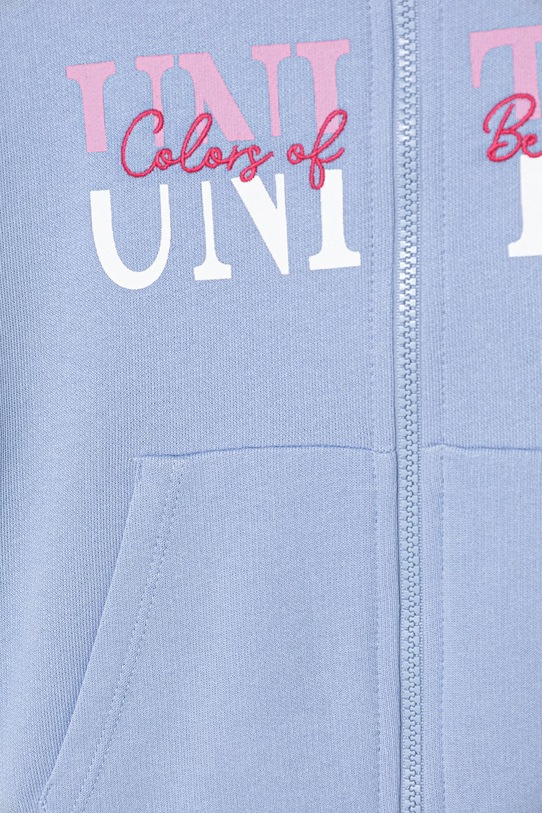 Dziewczynka United Colors of Benetton bluza rozpinana z kapturem dziecięca bawełniana 3J68C505X.G.Stagionale niebieski