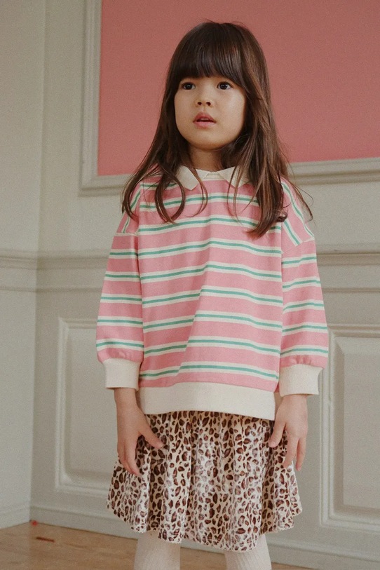 Konges Sløjd bluza bawełniana dziecięca SPOTTY LS POLO GOTS wzorzyste różowy KS104433.PreSpring