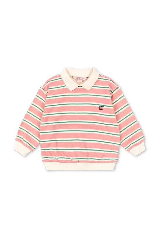 Konges Sløjd hanorac de bumbac pentru copii SPOTTY LS POLO GOTS KS104433.PreSpring roz SS26