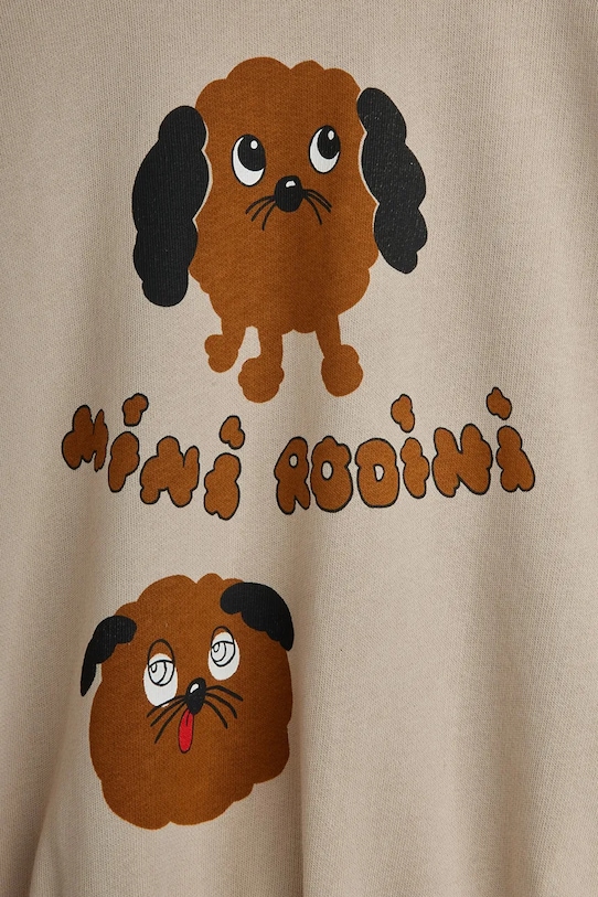 Mini Rodini bluza bawełniana dziecięca Doggies beżowy 26120125