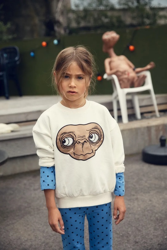 Mini Rodini bluza bawełniana dziecięca E.T. aplikacja biały 25820101