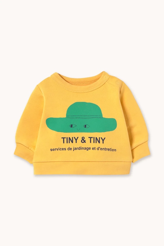 Tinycottons bluza bawełniana niemowlęca TINY HAT BABY SWEATSHIRT nadruk żółty SS26.152