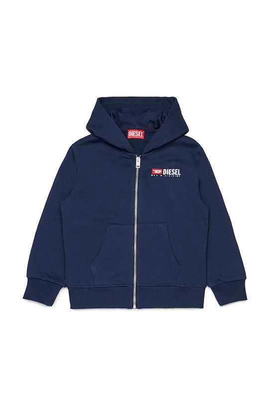 Diesel bluza z bawełną dziecięca SDROPSHOODZ OVER SWEAT-SHIRT z kapturem granatowy J02484.KYAZ3