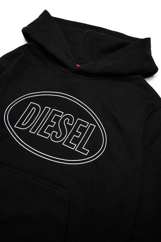 Dječja dukserisa s pamukom Diesel SCIRCLEHOOD OVER SWEAT-SHIRT crna J02612.0GEAD