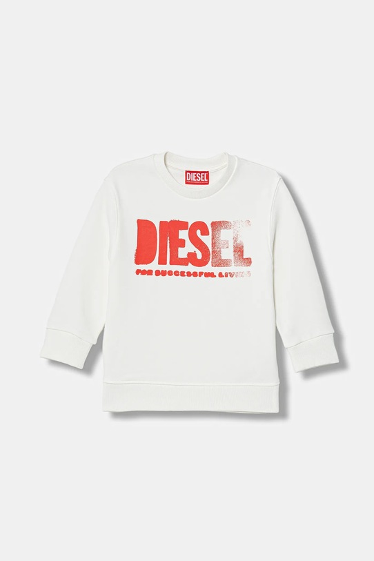 Βαμβακερή παιδική μπλούζα Diesel SIDER OVER SWEAT-SHIRT στάμπα λευκό J02619.0GEAD