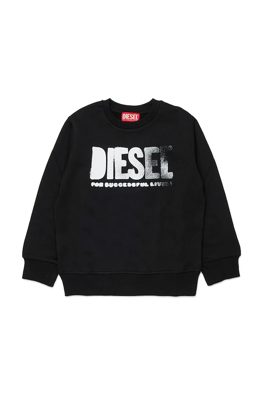 Diesel bluza z bawełną dziecięca SIDER OVER SWEAT-SHIRT z kapturem czarny J02619.0GEAD
