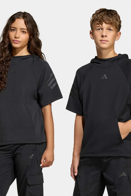 Παιδική μπλούζα adidas με κουκούλα μαύρο KA0408