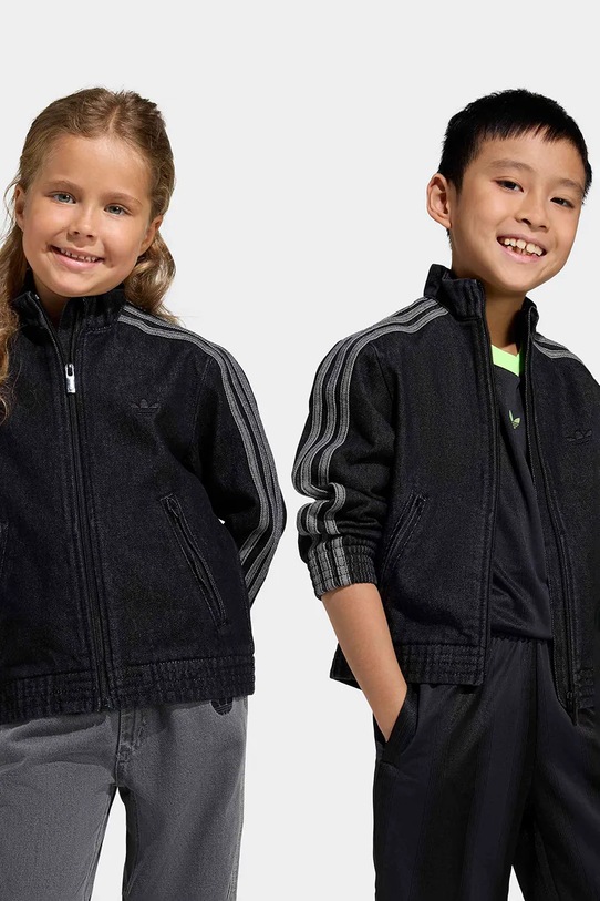 Dječja traper dukserica adidas Originals pamuk crna KD5805