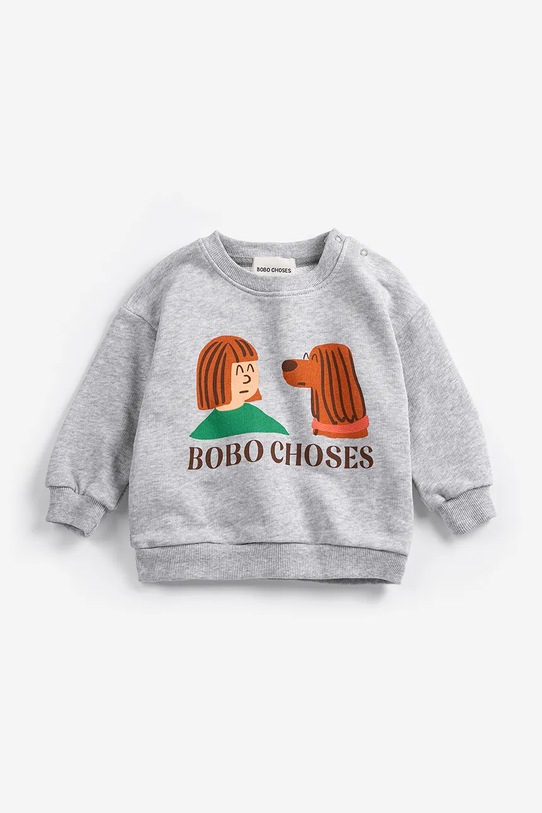 Bobo Choses bluza bawełniana niemowlęca Friends in a Pickle 126AB030 szary SS26