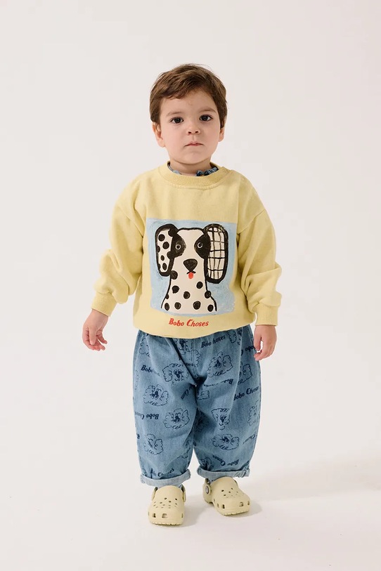 Bobo Choses bluza bawełniana niemowlęca Van Dog żółty 126AB033