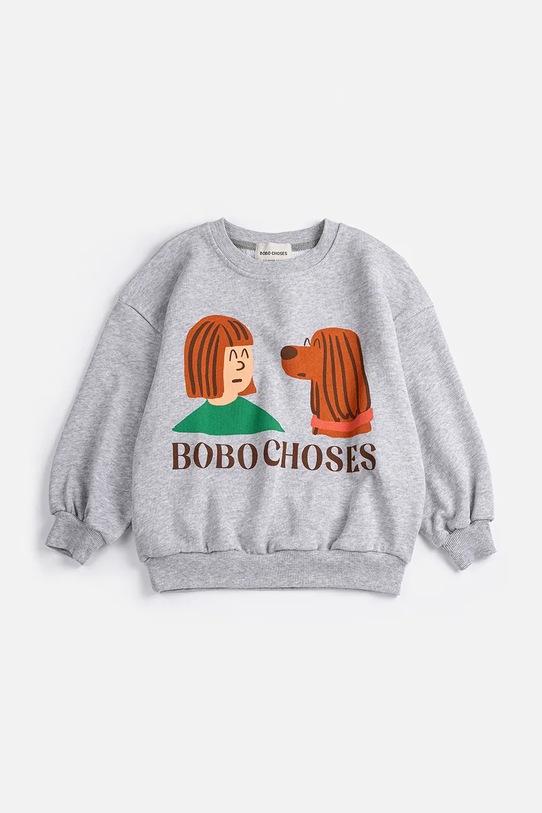 Bobo Choses bluza bawełniana dziecięca Friends in a Pickle 126AC038 szary SS26