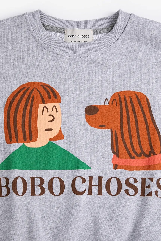 Chłopiec Bobo Choses bluza bawełniana dziecięca Friends in a Pickle 126AC038 szary
