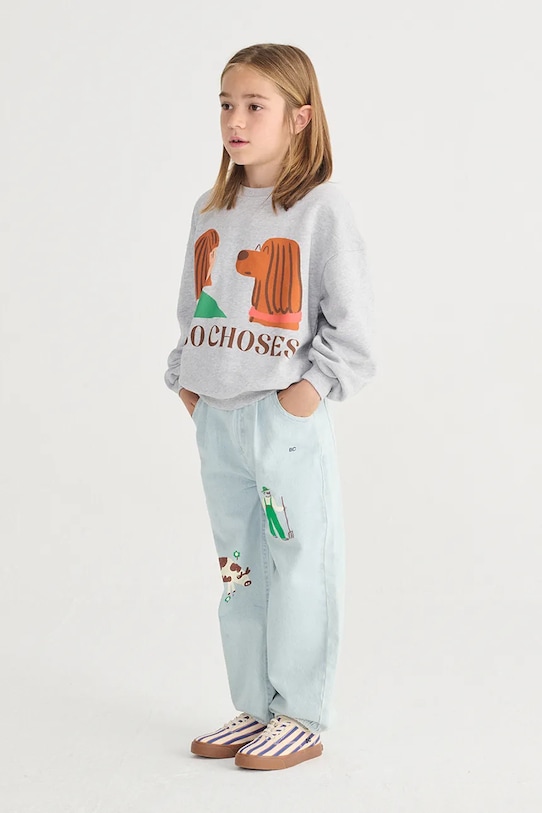 Bobo Choses felpa in cotone bambino/a Friends in a Pickle 126AC038 grigio