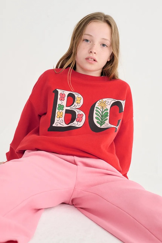 Bobo Choses bluza bawełniana dziecięca Spring Letters czerwony 126AC039