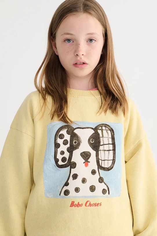 Bobo Choses bluza bawełniana dziecięca Van Dog nadruk żółty 126AC041