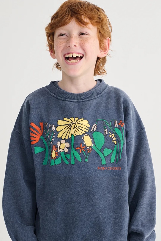Bobo Choses bluza bawełniana dziecięca Color Herbalist nadruk granatowy 126AC042