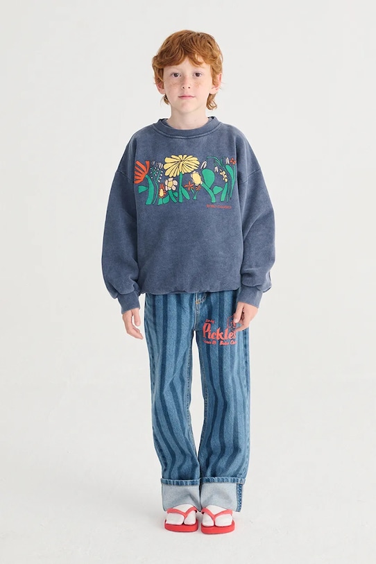 Bobo Choses felpa in cotone bambino/a Color Herbalist blu navy 126AC042