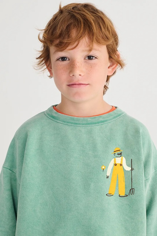 Bobo Choses bluza bawełniana dziecięca Farm Adventure 126AC043 turkusowy