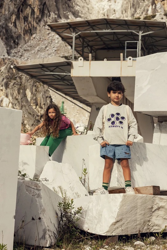 Mini Rodini pulover otroški bombažen Eyes 26220131 siva