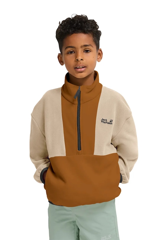 Jack Wolfskin hanorac din polar pentru copii COLORBLOCK TAUNUS HZ K A65935.164.176 maro SS26