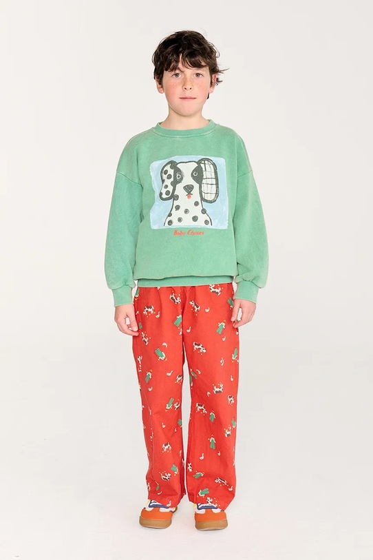 Bobo Choses bluza bawełniana dziecięca Van Dog sweatshirt zielony 126AC159