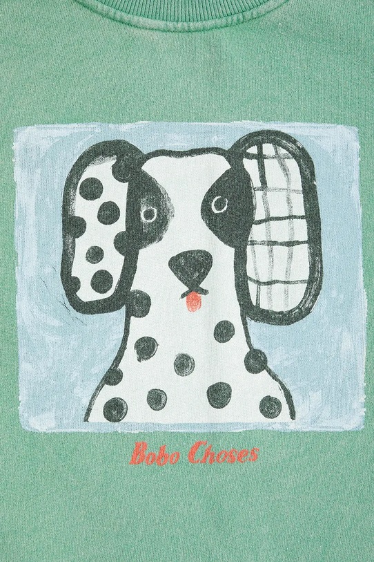 Chłopiec Bobo Choses bluza bawełniana dziecięca Van Dog sweatshirt 126AC159 zielony