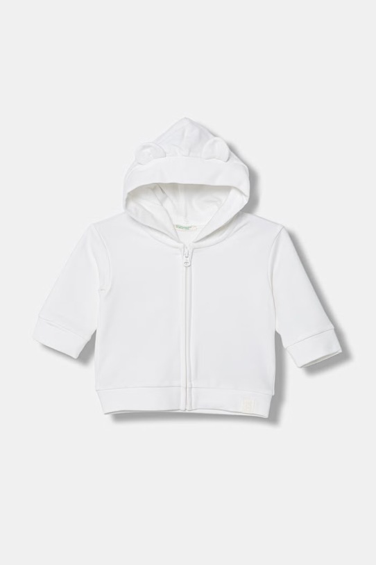 United Colors of Benetton bluza dziecięca z kapturem biały 35FNA501U.W.Stagionale