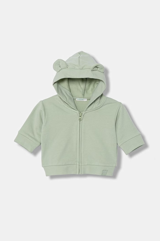United Colors of Benetton bluza dziecięca z kapturem zielony 35FNA501U.W.Stagionale
